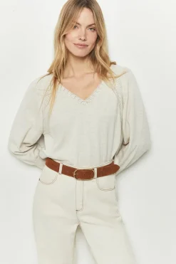 Ceintures^One Step Access - Ceinture Caramel En Cuir Velours Graine