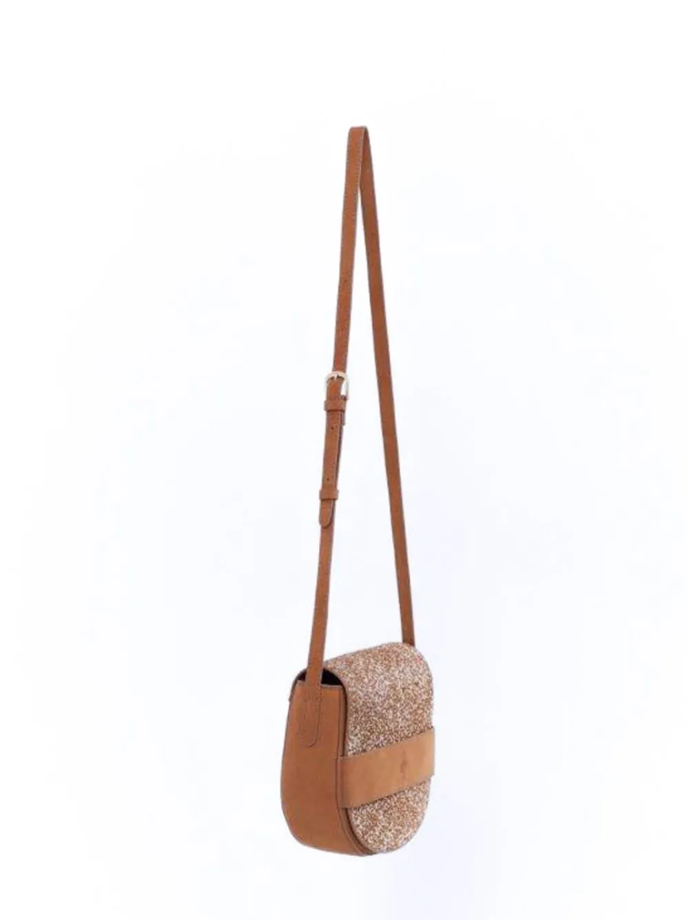 Sacs^One Step Aliby - Sac Besace Caramel En Cuir Nubuck Certifie A Motif Animalier Tachiste - Petit Modele