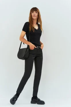 Sacs^One Step Aliby - Sac Besace Noire En Cuir Lisse - Petit Modele