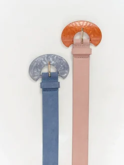 Ceintures^One Step Apis - Ceinture Lapiz Blue En Cuir Velours Certifie