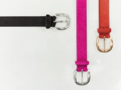 Ceintures^One Step Artic - Ceinture Rose Fuchsia En Cuir Facon Poulain