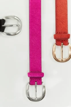 Ceintures^One Step Artic - Ceinture Rose Fuchsia En Cuir Facon Poulain
