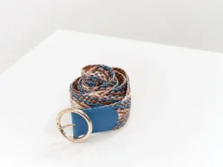 Ceintures^One Step Ayme - Ceinture Santorin Blue Cuir Tresse