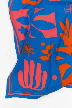 Echarpes Et Foulards^One Step Ayni - Foulard Carre Bleu Serigraphies Placees