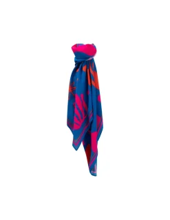 Echarpes Et Foulards^One Step Ayni - Foulard Carre Bleu Serigraphies Placees