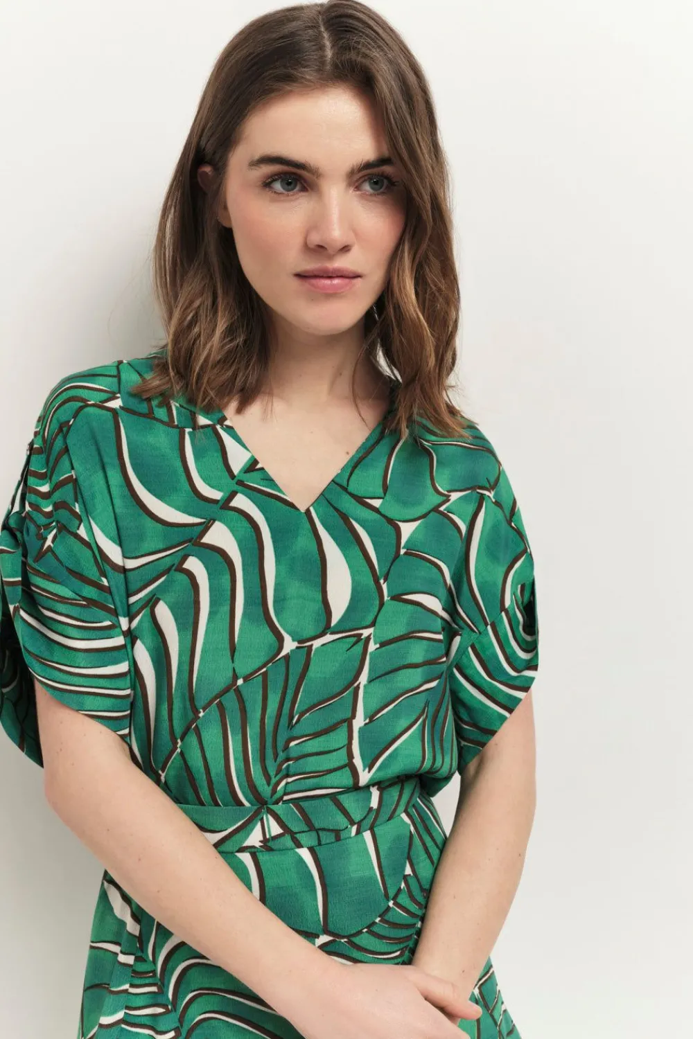 Tops & Blouses^One Step Caiden - Top Green Grass A Imprime Palmes Arty