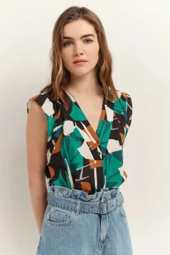 Tops & Blouses^One Step Candle - Top Green Grass A Imprime Abstraction Arty