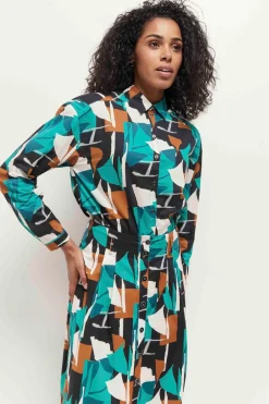 Chemises^One Step Capeya - Chemise Green Grass A Imprime Abstraction Arty