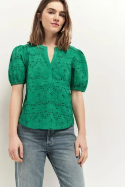 Tops & Blouses^One Step Carrys - Top Green Grass En Broderie Anglaise