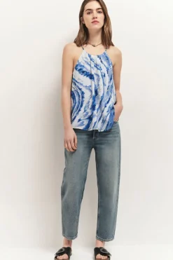 Tops & Blouses^One Step Cassis - Top Estate Blue A Imprime Vagues D'Azur