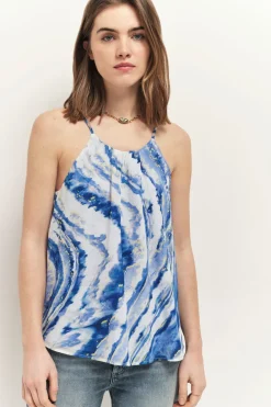 Tops & Blouses^One Step Cassis - Top Estate Blue A Imprime Vagues D'Azur