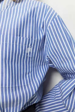 Chemises^One Step Celeste - Chemise Bleu Ciel Popeline Rayee