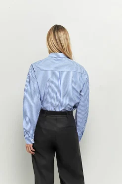 Chemises^One Step Celeste - Chemise Bleu Ciel Popeline Rayee