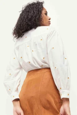 Chemises^One Step Celeste - Chemise Ecrue Broderies Pois Bicolores