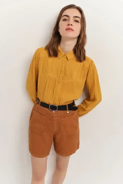 Chemises^One Step Chloe - Chemise Miel Broderies Placees