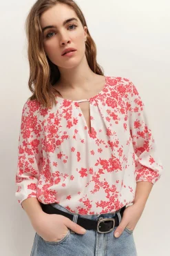 Tops & Blouses^One Step Colin - Blouse Ecrue Lenzing Ecovero A Imprime Faience Boheme