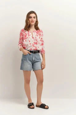 Tops & Blouses^One Step Colin - Blouse Ecrue Lenzing Ecovero A Imprime Faience Boheme