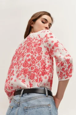 Tops & Blouses^One Step Colin - Blouse Ecrue Lenzing Ecovero A Imprime Faience Boheme