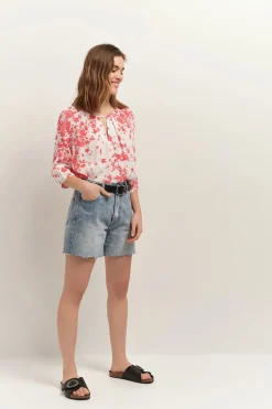 Tops & Blouses^One Step Colin - Blouse Ecrue Lenzing Ecovero A Imprime Faience Boheme