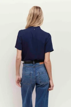 Tops & Blouses^One Step Corey - Top Bleu Lenzing Ecovero Forme Cache-Coeur