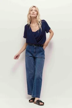 Tops & Blouses^One Step Corey - Top Bleu Lenzing Ecovero Forme Cache-Coeur