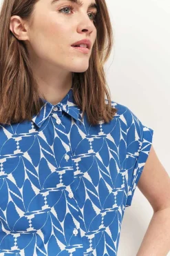 Chemises^One Step Cornelia - Chemise Santorin Blue A Imprime Papillon D'Azur
