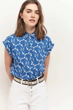 Chemises^One Step Cornelia - Chemise Santorin Blue A Imprime Papillon D'Azur