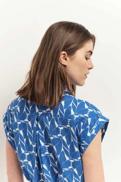 Chemises^One Step Cornelia - Chemise Santorin Blue A Imprime Papillon D'Azur