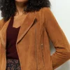 Vestes & Blousons^One Step Diya - Blouson Cognac En Cuir Velours