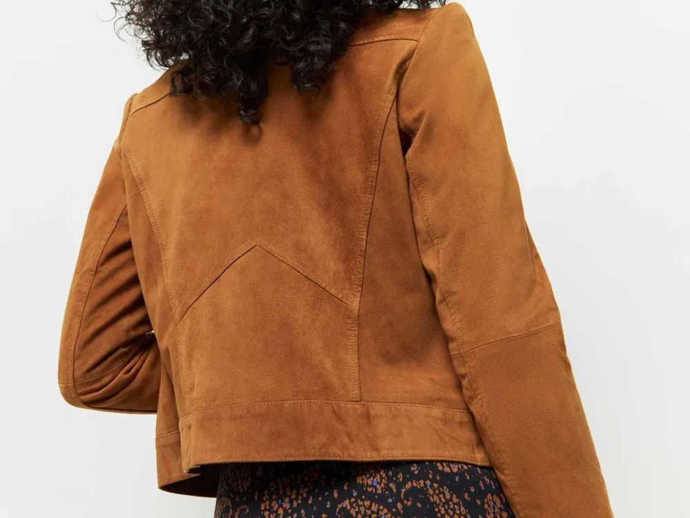 Vestes & Blousons^One Step Diya - Blouson Cognac En Cuir Velours