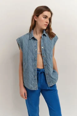 Vestes & Blousons^One Step Driss - Blouson En Jean Bleu Sans Manches