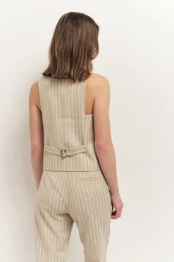 Pulls, Gilets & Sweats^One Step Gaspard - Gilet De Costume Sand A Motif Rayures