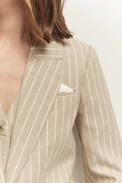 Pulls, Gilets & Sweats^One Step Gaspard - Gilet De Costume Sand A Motif Rayures