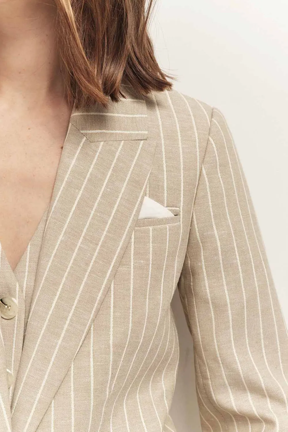 Pulls, Gilets & Sweats^One Step Gaspard - Gilet De Costume Sand A Motif Rayures