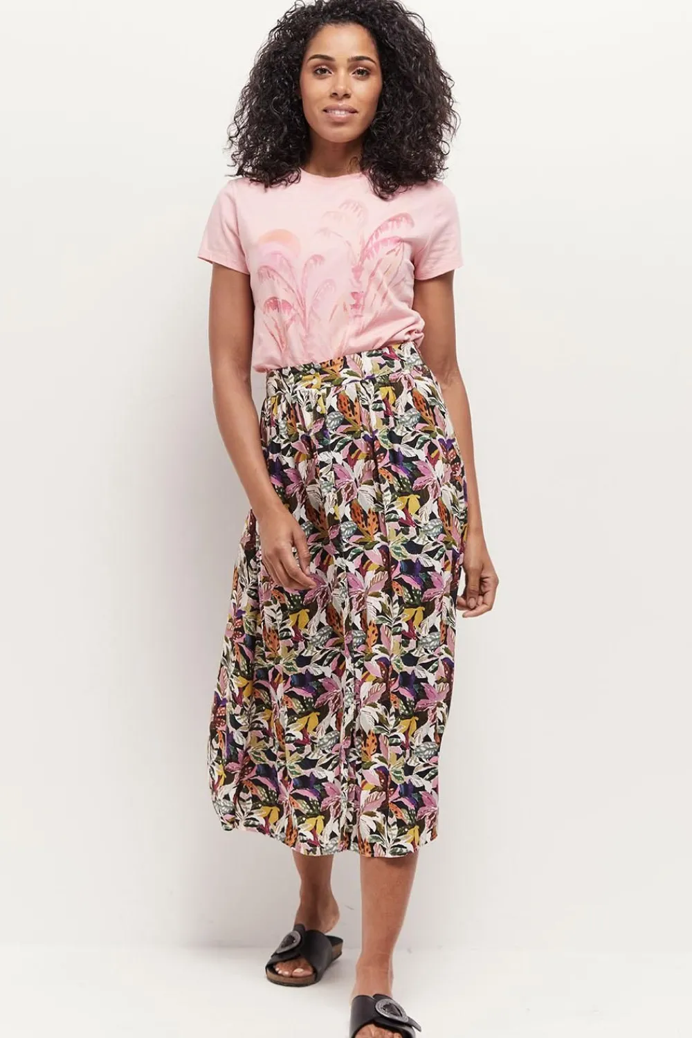 Jupes & Shorts^One Step Jamy - Jupe Midi Kaki A Imprime Jungle Bigarre