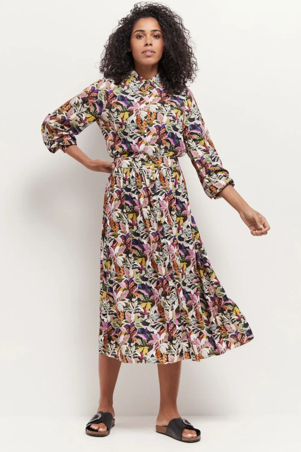 Jupes & Shorts^One Step Jamy - Jupe Midi Kaki A Imprime Jungle Bigarre