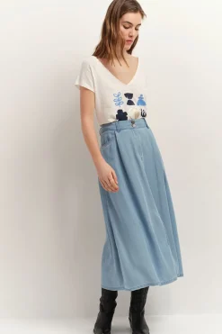 Jupes & Shorts^One Step Janet - Jupe Midi Baby Blue Lyocell®