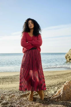 Jupes & Shorts^One Step Jenna - Jupe Longue Plissee Capucine A Lignes Graphiques