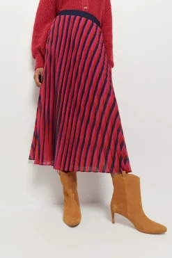 Jupes & Shorts^One Step Jenna - Jupe Longue Plissee Capucine A Lignes Graphiques