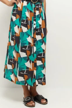 Jupes & Shorts^One Step June - Jupe Longue Green Grass A Imprime Abstraction Arty