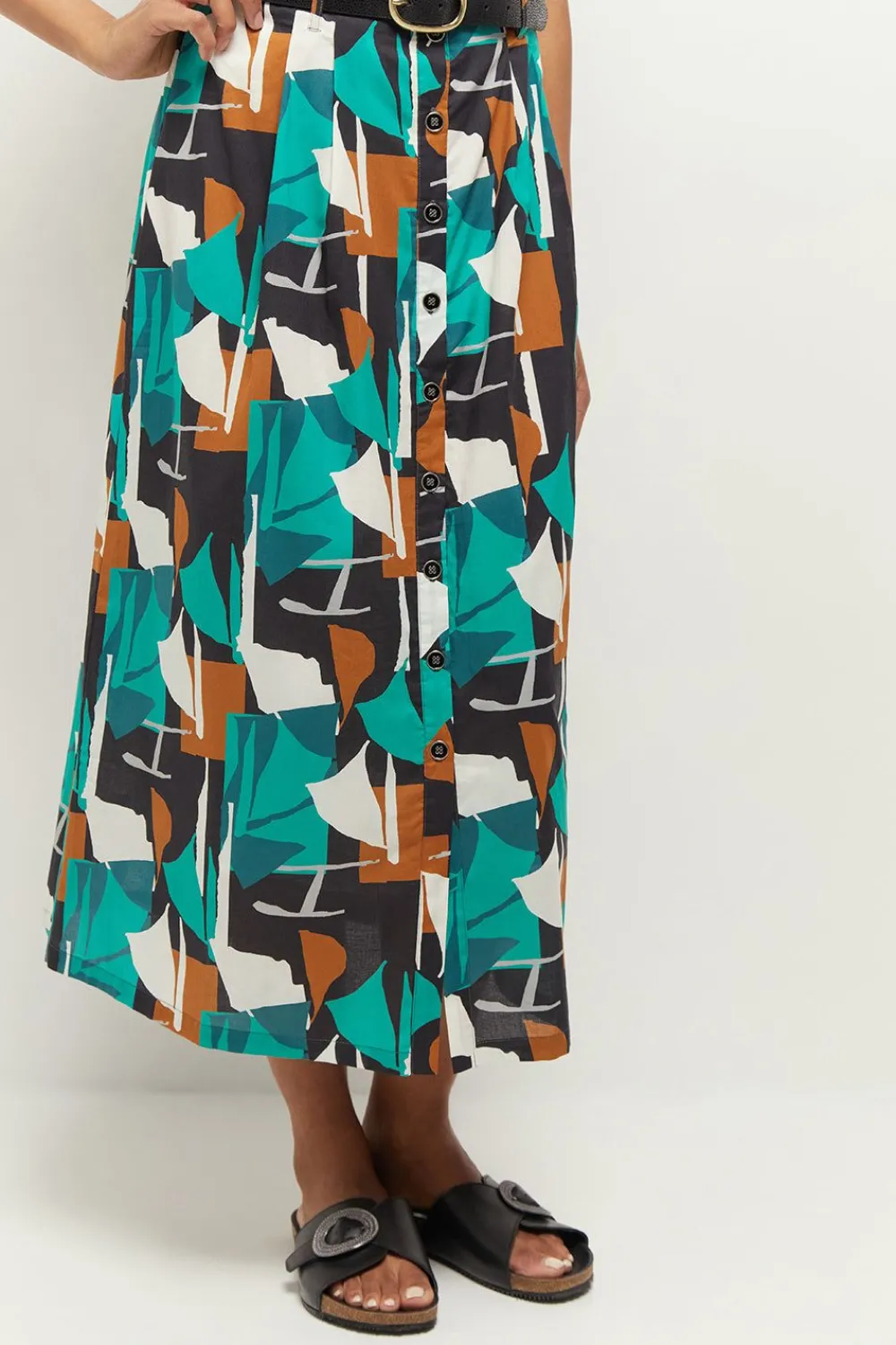 Jupes & Shorts^One Step June - Jupe Longue Green Grass A Imprime Abstraction Arty