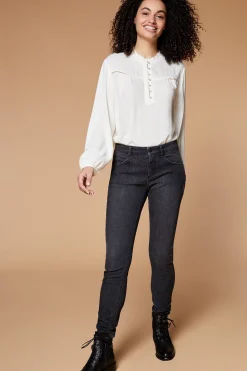 Denims & Pantalons^One Step Le Indi - Jean Slim Gris Chine 7/8Eme Effet Push Up