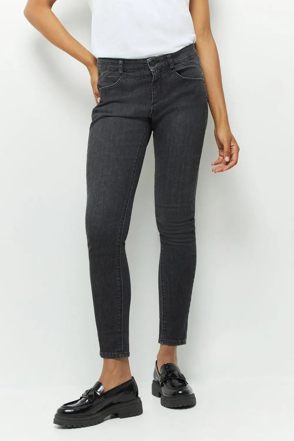 Denims & Pantalons^One Step Le Indi - Jean Slim Gris Chine 7/8Eme Effet Push Up