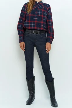 Denims & Pantalons^One Step Le Indi - Jean Slim Marine 7/8Eme Effet Push Up