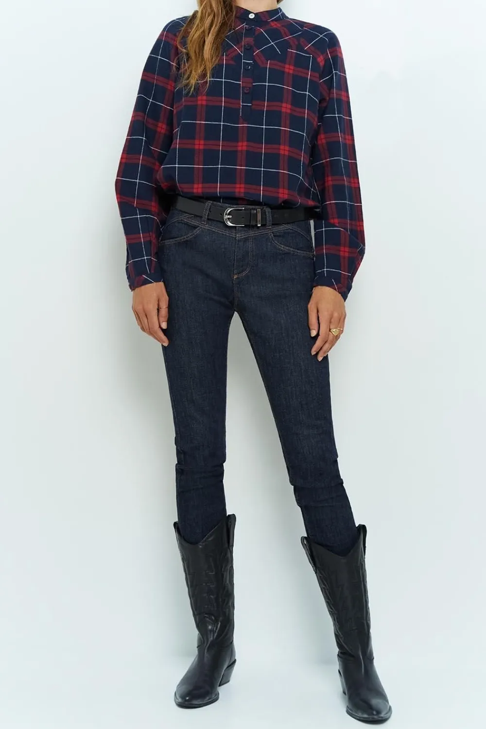 Denims & Pantalons^One Step Le Indi - Jean Slim Marine 7/8Eme Effet Push Up