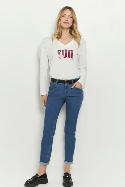 Denims & Pantalons^One Step Le Indi - Jean Slim Medium Wash 7/8Eme Effet Push Up