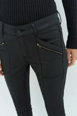 Denims & Pantalons^One Step Le Joan - Jean Slim Noir 7/8Eme Enduit Esprit Motard