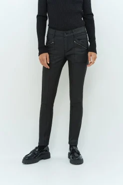 Denims & Pantalons^One Step Le Joan - Jean Slim Noir 7/8Eme Enduit Esprit Motard