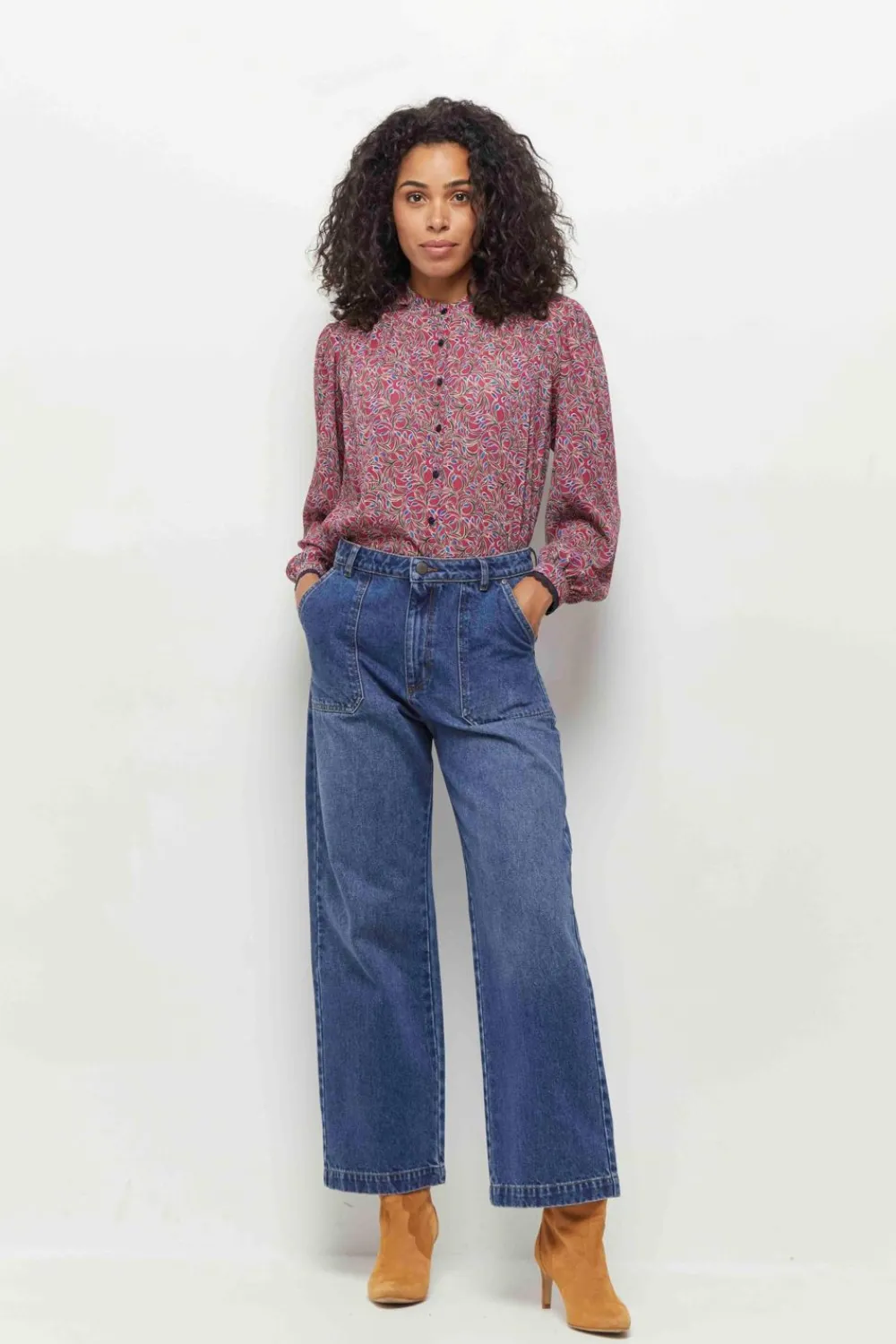 Denims & Pantalons^One Step Le Joanna - Jean Droit Bleu 7/8Eme A Taille Haute