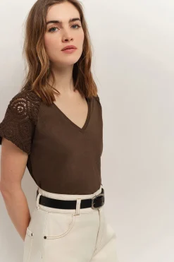 T-Shirts^One Step Macha - T-Shirt Vetiver Manches Maille Crochet